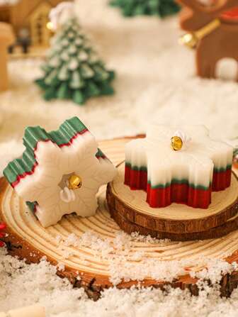 شموع معطرة ذات إطلالة ثلجية هدايا صغيرة في عيد الميلاد شموع عيد الميلاد 2 قطعة