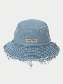 1 pieza Sombrero de cubo con decoración de metal desgastado, estilo callejero, apto para uso casual en primavera, verano y otoño