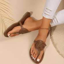 Women's Comfortable Dressy Thong Sandals Flip Flop Sandals Flat Sandals - 棕色 - 查看 7