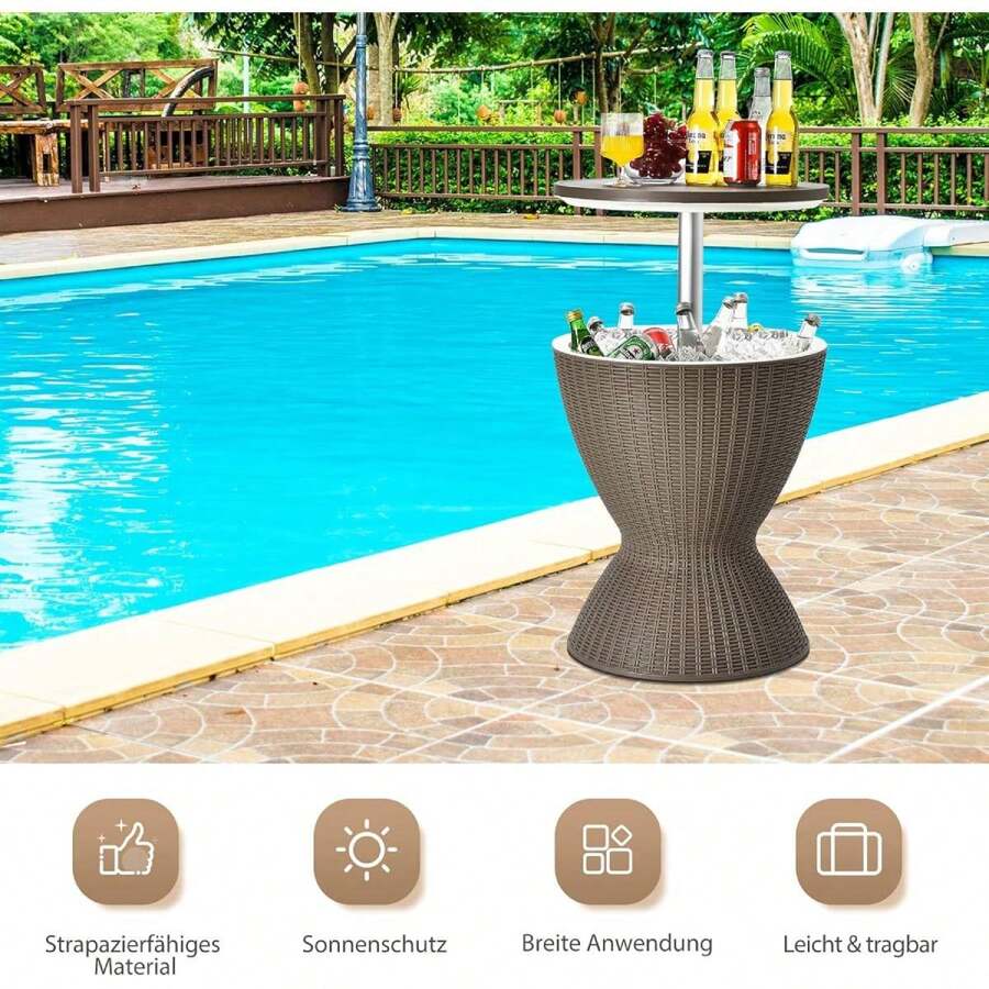 Cool Bar, 4 In 1 Cocktail Table Side Table Height Adjustable With 30L