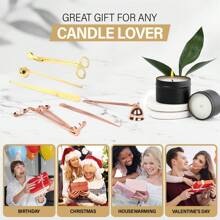Stainless Steel Candle Accessory Set,Candle Wick Trimmer Cutter+Candle Snuffer Extinguisher+Wick Dipper+Storage Tray+Gift Package For Candle Lover (Multicolor) The Product Has Some Scratches &Chromatic Aberration - Multicolor - View 11