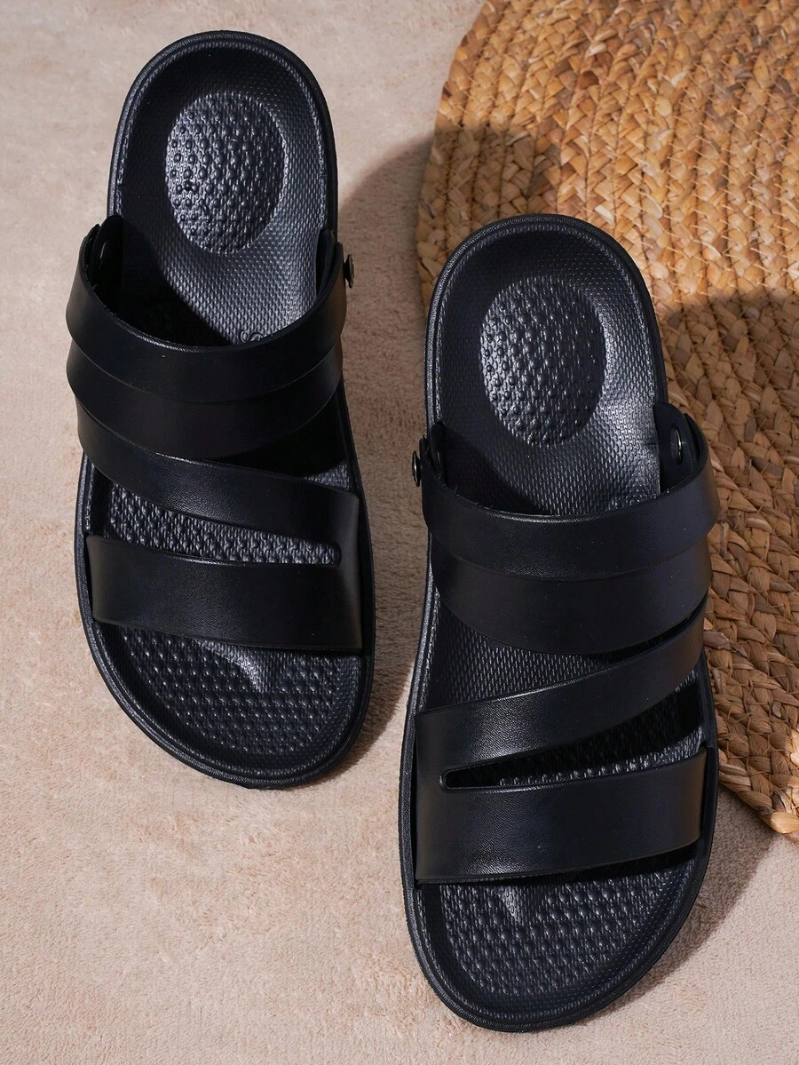 Men's New Summer Fashion Casual Deodorant Non-Slip Wear-Resistant Thick-Soled Beach Sandals - Black - View 1