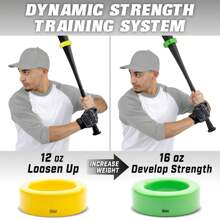 Baseball And Softball Bat Weights - 2 Pack Baseball Donuts - 16 Oz & 12 Oz - green&yellow - View 5