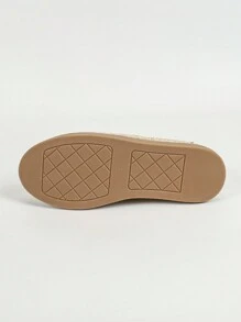 Women's Simple Fashion Versatile Apricot Handwoven Mesh Slip-On Flat Fisherman Shoes With Black Trim