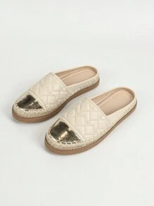 Women's Simple Fashion Versatile Apricot Handwoven Mesh Slip-On Flat Fisherman Shoes With Black Trim