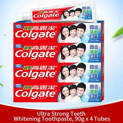 colgate 4 支装，超级防蛀牙钙质牙膏，薄荷味，强健牙齿，清新口气，亮白牙齿，防蛀牙（360 克/12.7 盎司）