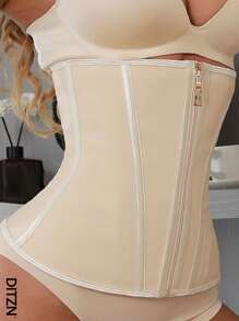 DITZN Women's Waist Trainer Corset With Zipper, High Compression Shaping - Apricot - View 5