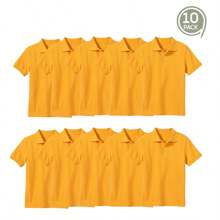 10-Pack School Uniform Tagless Polo Shirts For Boys - Gold - View 3