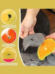 Cepillo eléctrico para gatos 3 en 1, peine de depilación suave, pulverizador de masaje, suministros de limpieza para mascotas para gatos - Amarillo - Ver 5