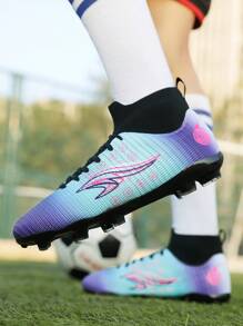 Scarpe da calcio da uomo con tacco alto, laccio stringato, tacchetti per calcio indoor, Futsal, AG e terreni naturali