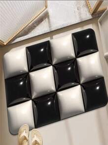 Bathroom Non-Slip Mat, Shower Mat, Home Anti-Fall Mat, Cute Cartoon - 黑與白 - 查看 2
