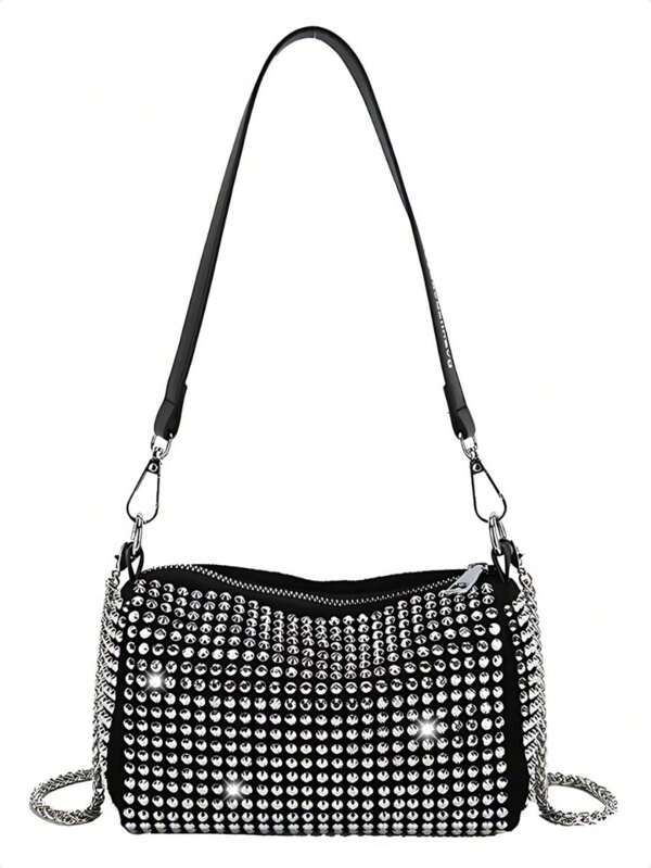 Bolsa Feminina Transversal com Strass Brilho Ideal Para Festas, Baladas, eventos Sociais, Compras e Casamentos