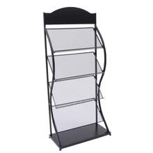 LOYALHEARTDY 4Tier Floor-Standing Magazine Rack Information Rack Storage Rack Newspaper Rack Display Rack Manual Book Rack Single Page Simple Iron (Black)