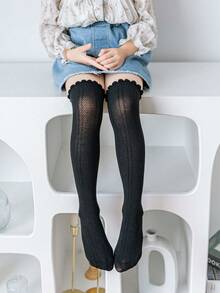 2 Pairs Girls Over-The-Knee Socks, Black And White, Casual School Uniform Style Long Stockings, Suitable For All Seasons - Multicolor - View 5