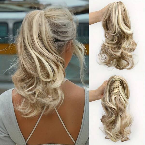 Elegant Claw Clip Ponytail - Short Curly Wavy Look, Synthetic Hair Extensions For Daily Chic, Easy-To Attach Hair Accessory For AlI Occasions Fashion Party Gift For Women, Fashion Y2k ﻿