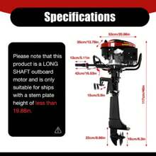 4-Stroke 7 HP Outboard Motor 196CC Fishing Boat Engine Motor Air Cooling - Black - View 3
