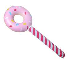 1pc Inflatable Donut, Pool Float Lollipop Decoration, Suitable For Themed Parties, Bachelor Parties, Outdoor Activities - PVC Material, Applicable For All Seasons