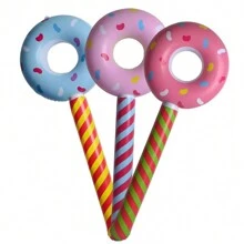 1pc Inflatable Donut, Pool Float Lollipop Decoration, Suitable For Themed Parties, Bachelor Parties, Outdoor Activities - PVC Material, Applicable For All Seasons