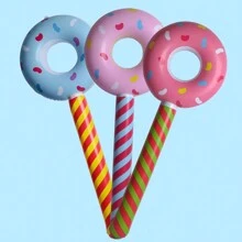 1pc Inflatable Donut, Pool Float Lollipop Decoration, Suitable For Themed Parties, Bachelor Parties, Outdoor Activities - PVC Material, Applicable For All Seasons