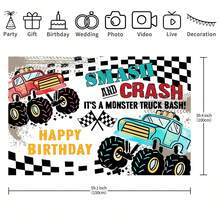 1 pieza Camioneta de recogida Telón de fondo de fiesta de cumpleaños, 210 cm x 150 cm/150 cm x 100 cm/100 cm x 75 cm Camioneta de recogida roja y azul Decoración de fiesta de cumpleaños feliz, adecuada para fiesta de cumpleaños, banner de mesa de pastel, fotomatón, sala de estar, dormitorio, estudio fotográfico, transmisión en vivo, decoración de fiesta - Multicolor - Ver 6