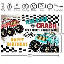 1 pieza Camioneta de recogida Telón de fondo de fiesta de cumpleaños, 210 cm x 150 cm/150 cm x 100 cm/100 cm x 75 cm Camioneta de recogida roja y azul Decoración de fiesta de cumpleaños feliz, adecuada para fiesta de cumpleaños, banner de mesa de pastel, fotomatón, sala de estar, dormitorio, estudio fotográfico, transmisión en vivo, decoración de fiesta - Multicolor - Ver 8