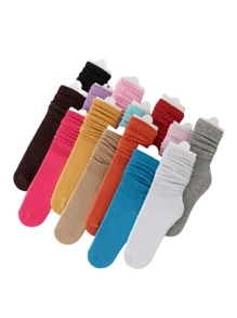 1 Paar einfarbige Outdoor Reise Fleece Socken für Damen