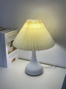 1 pezzo Lampada da tavolo nera semplice, lampada da tavolo fatta a mano con plissettatura, lampada da tavolo retrò, lampada da comodino in legno stile nordico, adatta per hotel, sala da pranzo, campeggio, luce calda, lampada d'atmosfera