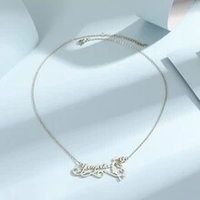 1pc Personalized English Name Necklace, Stainless Steel Heart Pendant, Luxurious Classic Style Customizable Wedding Jewelry Gifts For Women