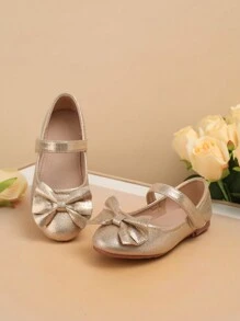 1pair Cute Bow Tie Non-Slip Flat Outdoor Princess Or Dance Shoes, Suitable For All Seasons