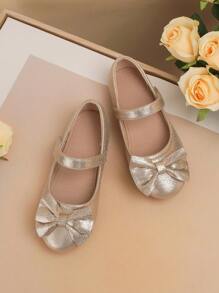 1pair Cute Bow Tie Non-Slip Flat Outdoor Princess Or Dance Shoes, Suitable For All Seasons