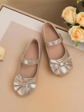 1pair Cute Bow Tie Non-Slip Flat Outdoor Princess Or Dance Shoes, Suitable For All Seasons