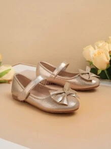 1pair Cute Bow Tie Non-Slip Flat Outdoor Princess Or Dance Shoes, Suitable For All Seasons