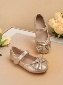 1pair Cute Bow Tie Non-Slip Flat Outdoor Princess Or Dance Shoes, Suitable For All Seasons
