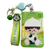 Boy Badge Holder Card Holder With Retractable Lanyard - màu xanh lá - Xem 1