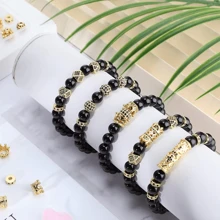 3 pezzi di perline in metallo a forma di cuore e teschio con zirconi micro pavé per la realizzazione fai da te di braccialetti, collane e accessori gioielleria