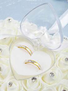 1 件白色结婚戒指枕头（不包括戒指）心形结婚戒指盒枕头垫配丝带珍珠蕾丝水晶玫瑰婚礼仪式戒指架