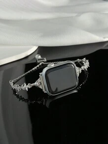 1 pièce de bracelet de montre Apple de luxe incrusté de strass en forme de trèfle à quatre feuilles, convenant aux montres Apple Ultra/SE/Série 10/9/8/7/6/5/4/3/2/1 de 38/40/41/42/44/45/46/49mm