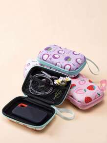 1 pieza Estuche con cremallera impreso EAV, adecuado para cable de datos, auriculares, batería externa, cargador y otros accesorios digitales, bolsa de viaje portátil, estuche de cargador, estuche de auriculares, bolsa de cables, bolsa electrónica, organizador de cables para el hogar, camping