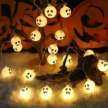 1 件 LED 万圣节鬼球灯串，恐怖派对装饰户外庭院恐怖氛围灯万圣节装饰房间装饰万圣节花园装饰礼物仙女节日装饰节日装饰 - 暖色 - 查看 17