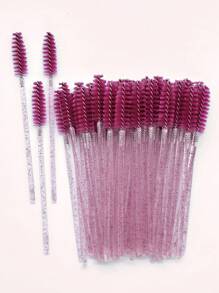 50Pcs Disposable Eyelash Brush Hot Pink Micro Crystal Lash Mascara Wand Makeup Beauty Applicator Eyelash Extension Tools