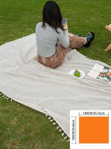 MeijiaMo 1 件米色亚麻矩形垫，便携式户外野餐毯，可折叠露营垫，适合海滩、露营、徒步旅行、旅行、家庭音乐会 - 彩色 - 查看 16