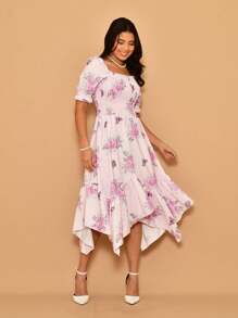 Helena Crepinho Printed Dot Midi Dress With Short Sleeves - Rosa - Ver 5