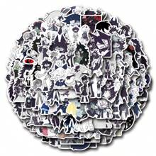110pcs/Pack Fundamental Paper Education Anime Graffiti Stickers, Cute Kawaii Cartoon Aesthetic Labels Sticker Pack For Instruments Decoration Guitar Scrapbooking Self-Adhesive Stationery Cards Envelopes, Gifts For Teens Celebration Rewards Motivation - Black - View 1