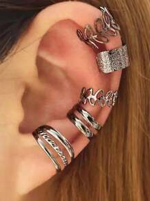 5 Cái/bộ Bông Tai Kẹp Phong Cách Âu Mỹ Hợp Thời Trang Cho Tai Không Xỏ, Thiết Kế Lá Rỗng, Màu Vàng - Loại bướm - Xem 11