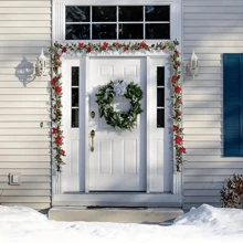 Nathdy 1pc Artificial Christmas Garland - Lifelike Flower And Berry Vine With Lush Green Leaves, Easy To Hang, Perfect For Festive Atmosphere - Ideal For Christmas, Anniversary, Wedding, Birthday, Wall Arch Decor,Christmas - Multicolor - View 4