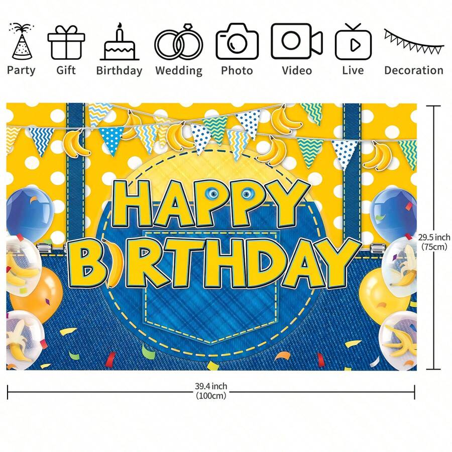 1pc Cartoon Birthday Party Backdrop Banner, 82.7 X 59.1 / 59.1 X 39.4