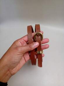 Thin Women's Belt Width 1CM - 駝色 - 查看 3