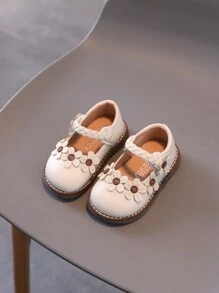 [Kích thước lớn hơn bình thường, nên đặt mua nhỏ hơn một size] Giày công chúa dễ thương họa tiết hoa cho bé gái, mũi tròn, đế mềm, nhẹ và linh hoạt, phù hợp cho mùa xuân, hè, thu và đông, giày thoải mái cho bé sơ sinh, giày cho trẻ mới biết đi. - Màu be - Xem 3