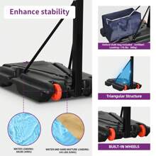 Adjustable Height 3.4-8.5 Ft Basketball Hoop, Basketball Hoop Outdoor, Basketball Hoop Goal System For Youth/Adults In Backyard/Driveway, Portable Outdoor W/ Weight Bag RED