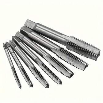 5pcs Metric Thread Taps & Dies Set (M3, M4, M5, M6, M8), Grooved Hand Taps, High Speed Steel Plug Taps, Metalworking Hand Tools,Tool Accessories